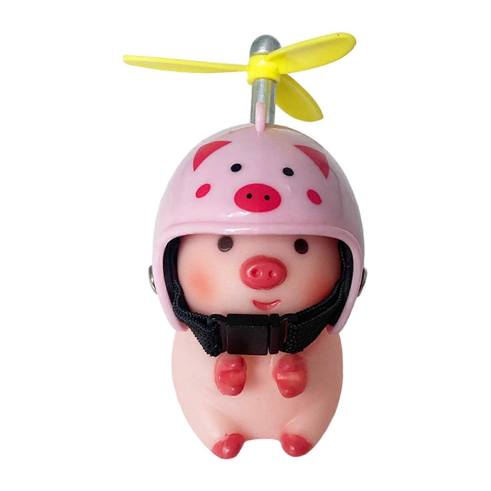 Handlebar Animal Figures With Propeller Helmets - Pig And Bear Bike Decorations For Personalizing Bicycles