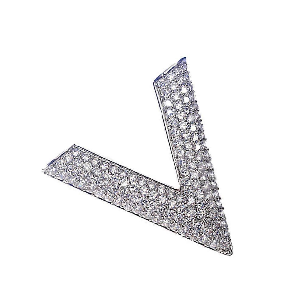 Luxurious V Shape Zircon brooch Pin for Decoration Silver Metal and Zircon One Size Fits All