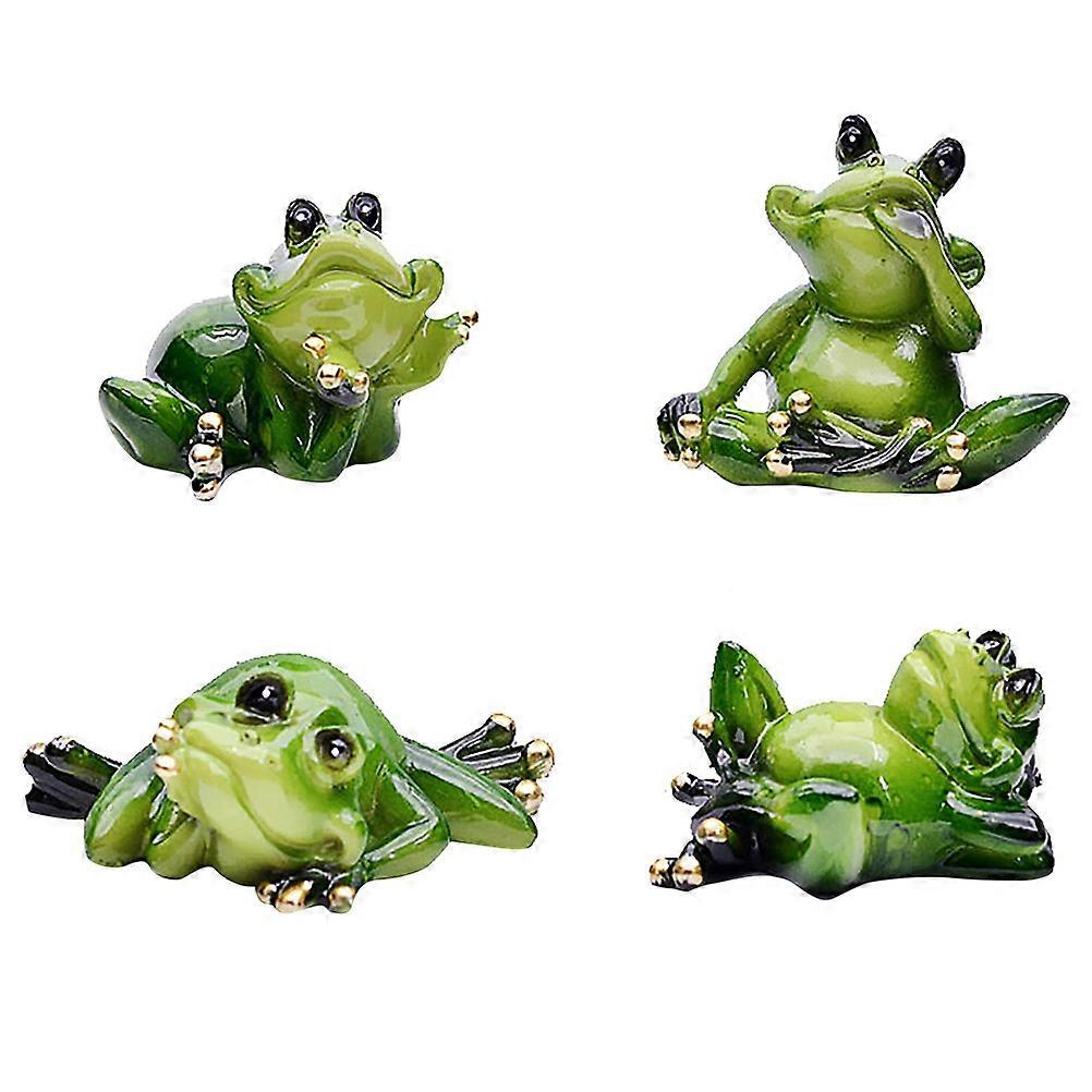 Adorable Frog Statue Decorations Made of Resin for Garden Yard and Balcony Use 4 Pieces