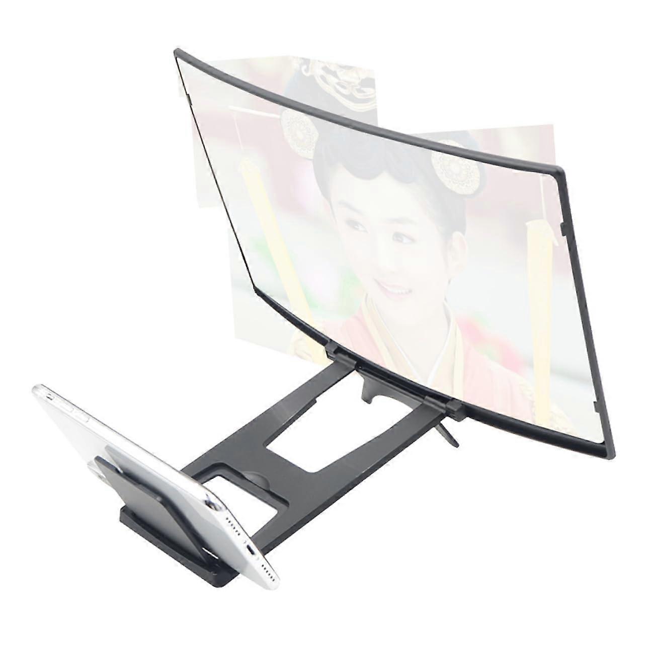 Curved Mobile TV Mobile Phone Holder Phone Stand Black Compatible With Most Phones Screen Enlarger Amplifier