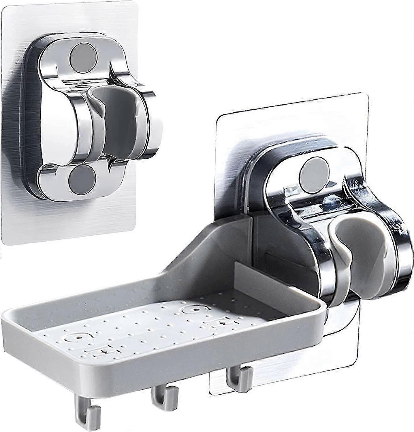 No Drilling Hand Held Shower Head Holder Strong Adhesive Adjustable Angle (Combination Set)