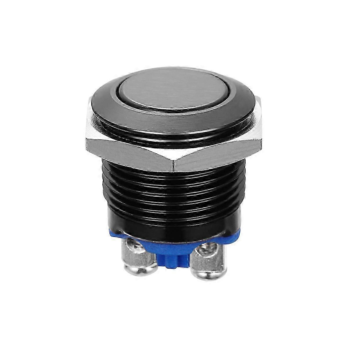 WINOMO Momentary Push Button Switch Metal Shell Suitable for 16mm Mounting Hole (Black)