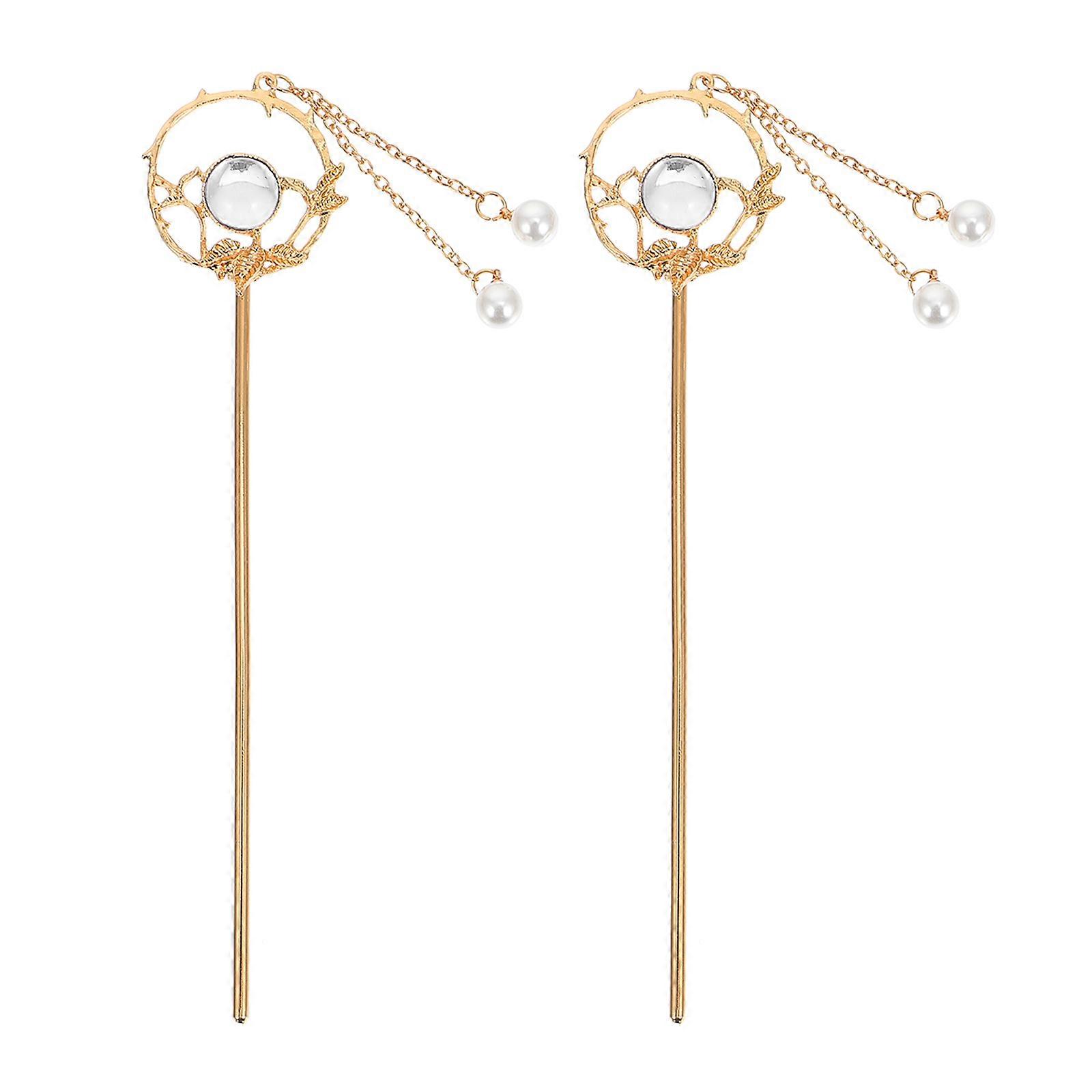 Strassi hiukset syömäpuikot tupsulla koristeluun 2 kpl valikoima väri sinkkiseos ABS