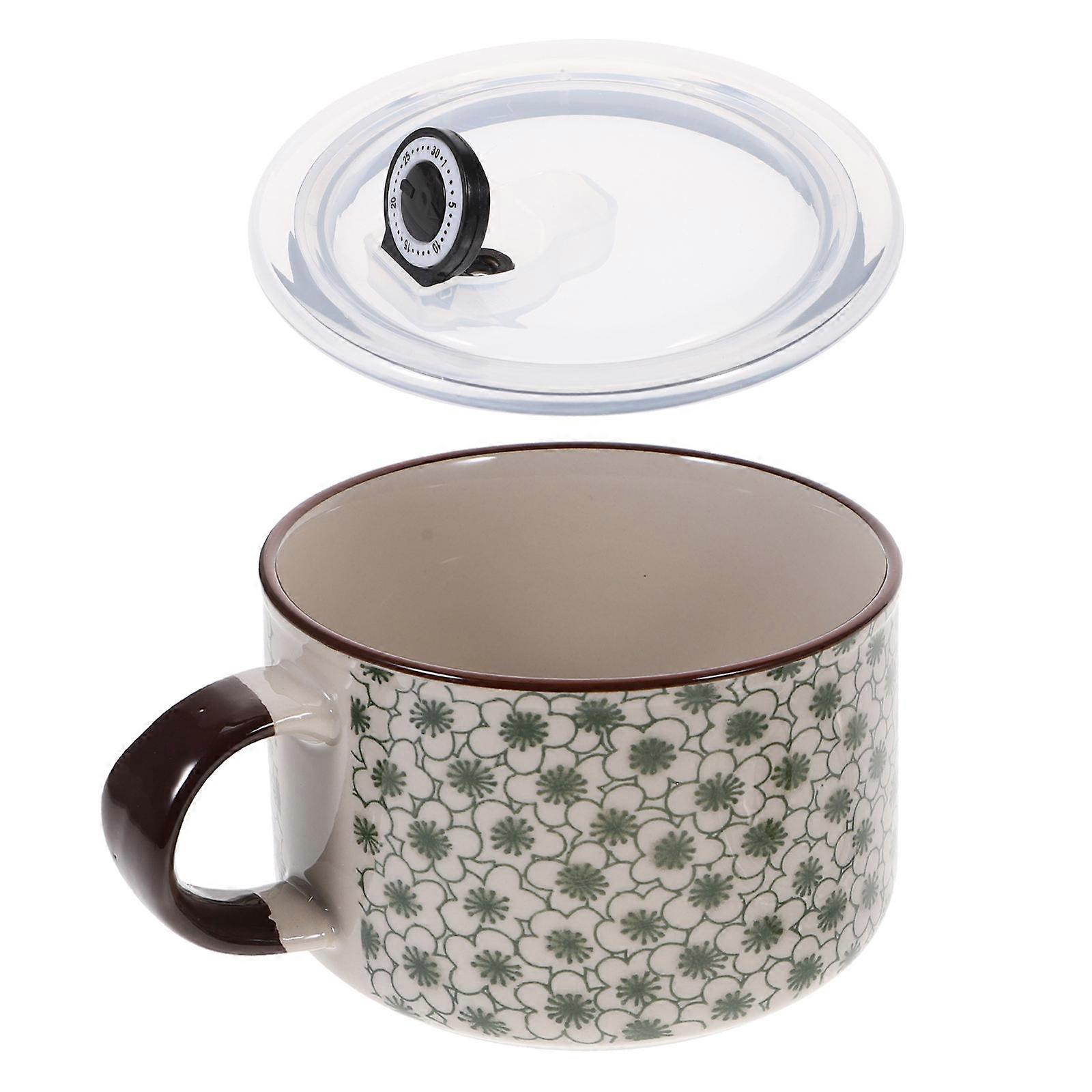 Ramen Soup Bowl With Lid For Households In Simple Design 5.3X5.3X3.1in Dishwasher Set