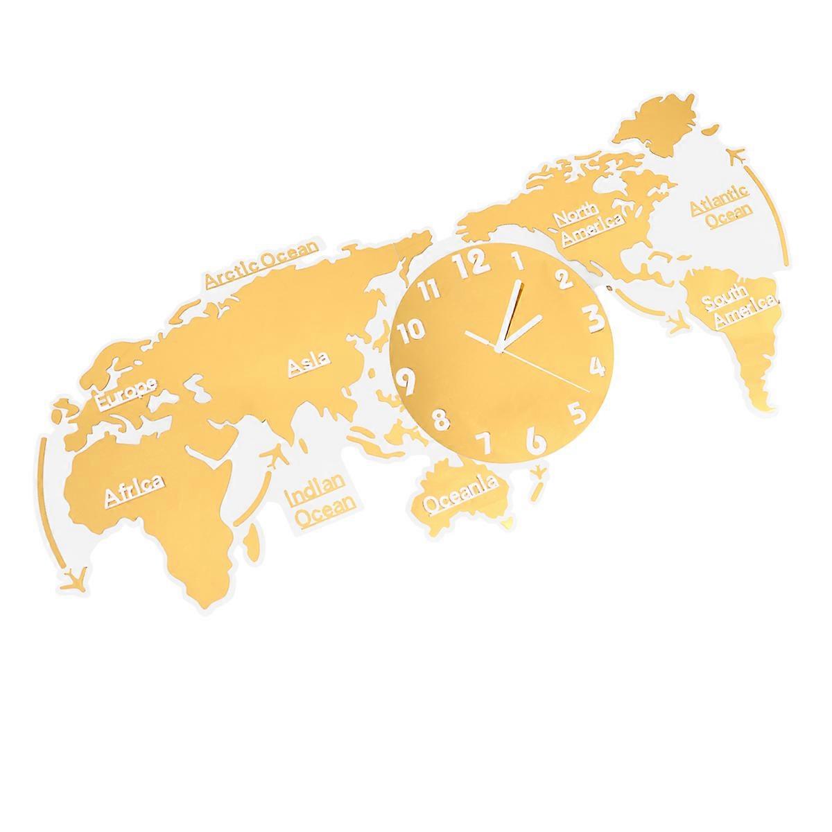 Decorative Wall Clock Map Shape Silent Operation Perfect For Any Room 1Pack
