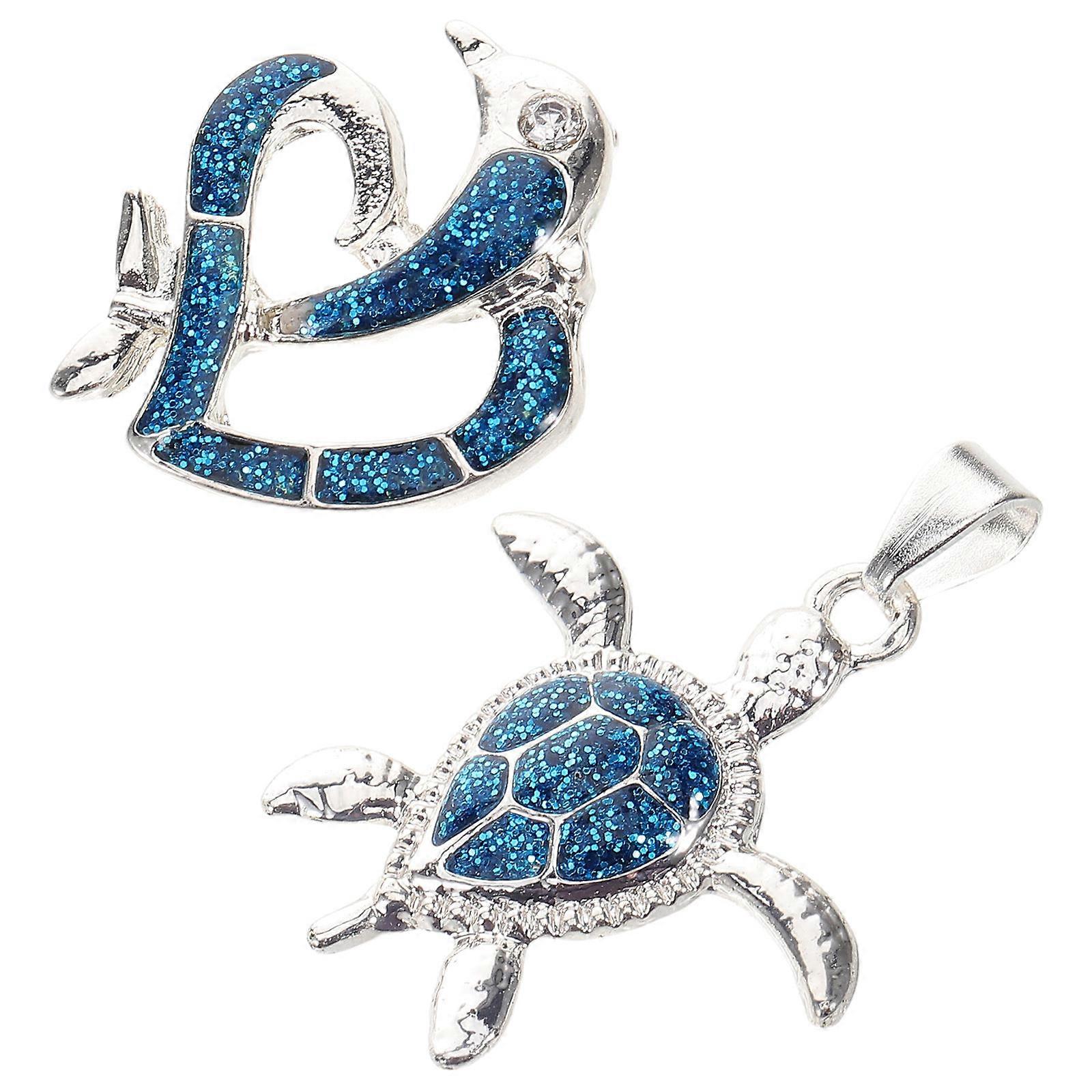 Here's a detailed product description for your **"2pcs Dolphin Sea Turtle Charms – Unique Life Pendant Jewelry for Necklace & Earring Making –