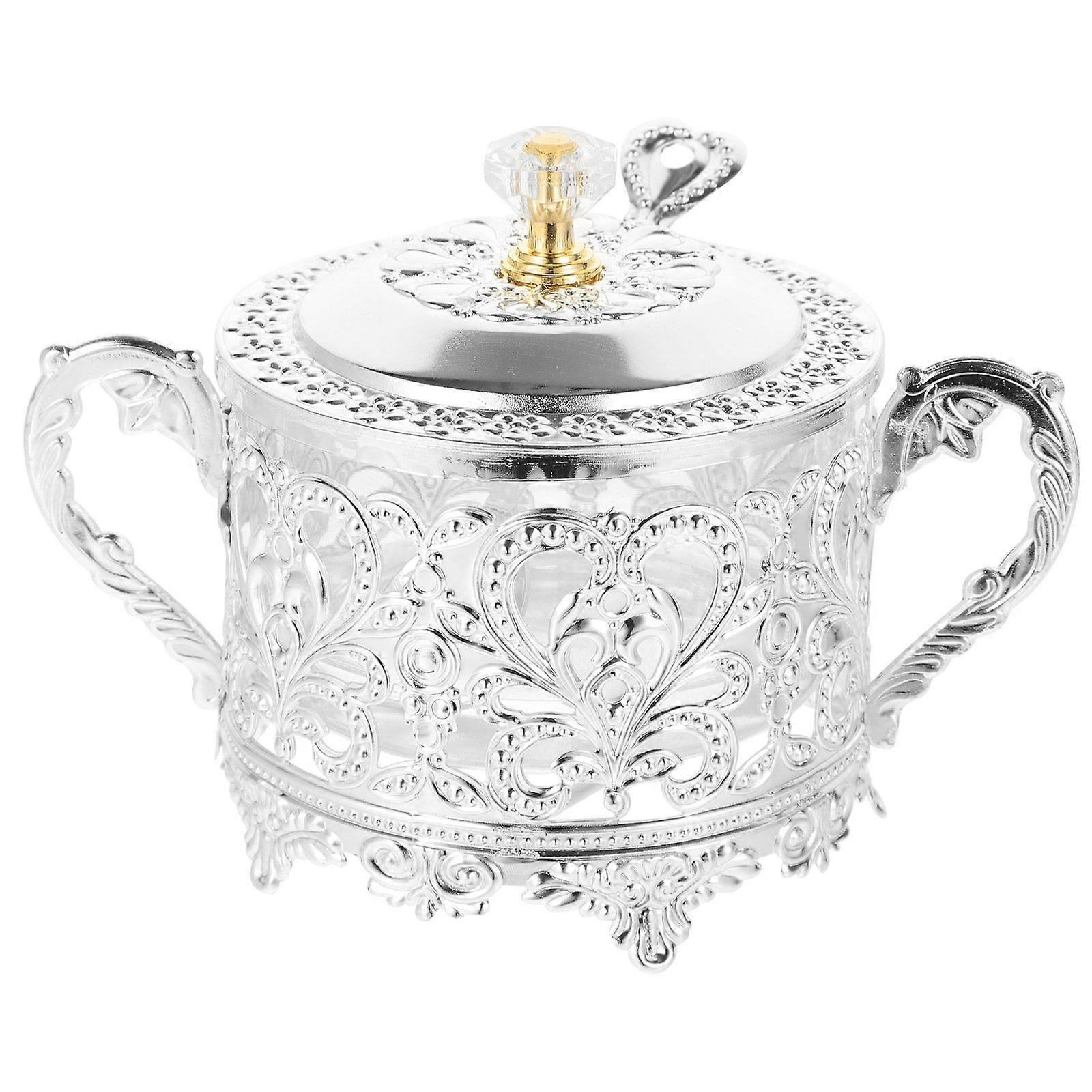 Iron Art Glass Storage Jars Food Containers Seasoning Jars Condiment Holders with Spoon