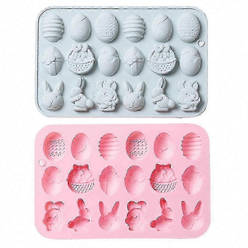 2Pcs Easter Silicone Mold for Rabbit Egg Chocolate Cake Baking & Soap Making