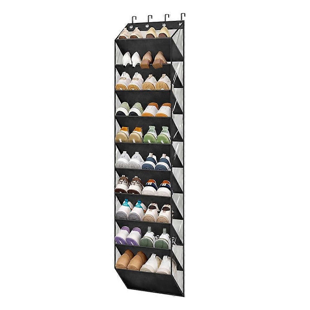 10 Tier Over Door Clear Shoe Organizer PVC Hanging Rack with Hooks