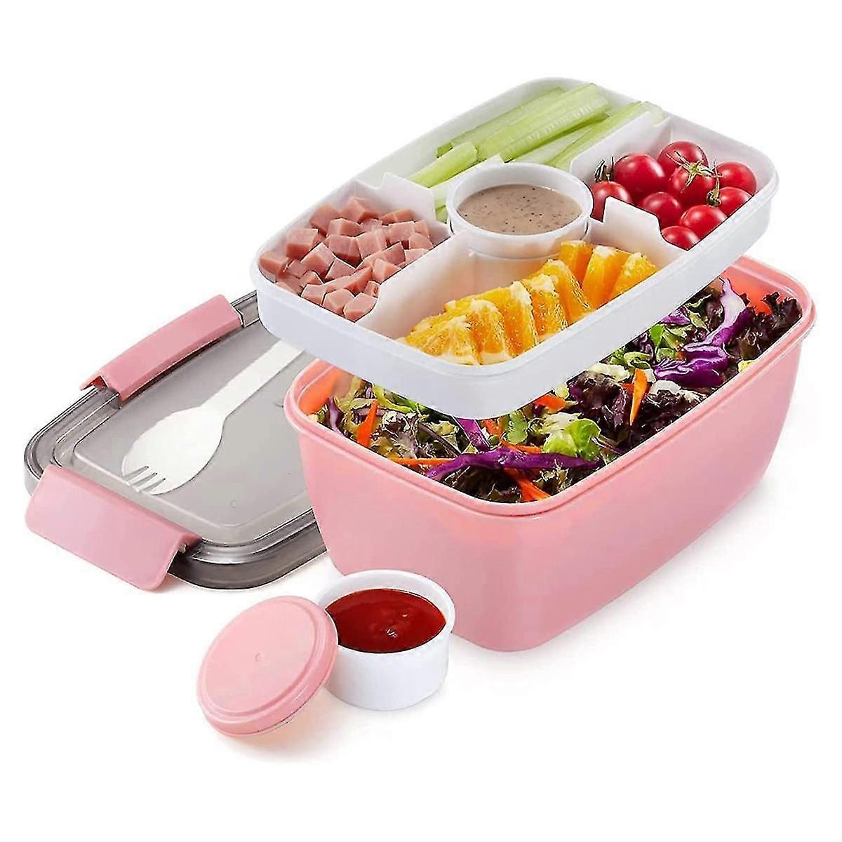 Adult Lunch Box, 2000 Ml, Lunch Box with Compartments, 2-Tier Salad Box to Go, , Sustainable, Leak-