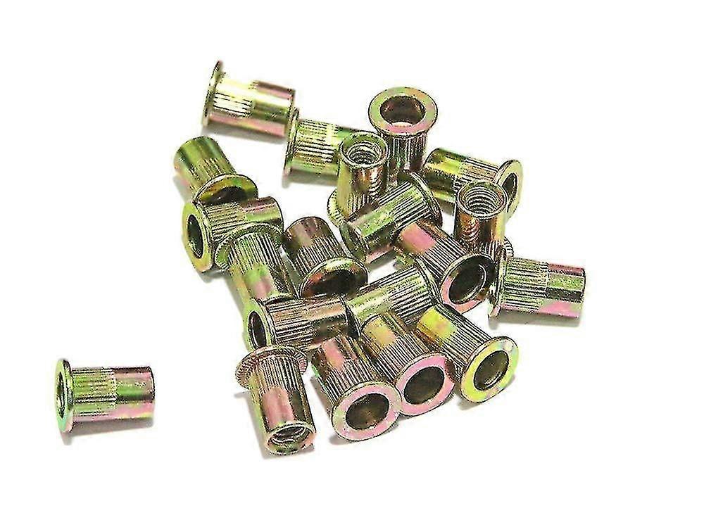 10-Pack Plated Carbon Steel Rivet Nuts - M6x15 Flat Head Insert Nutserts for DIY Projects