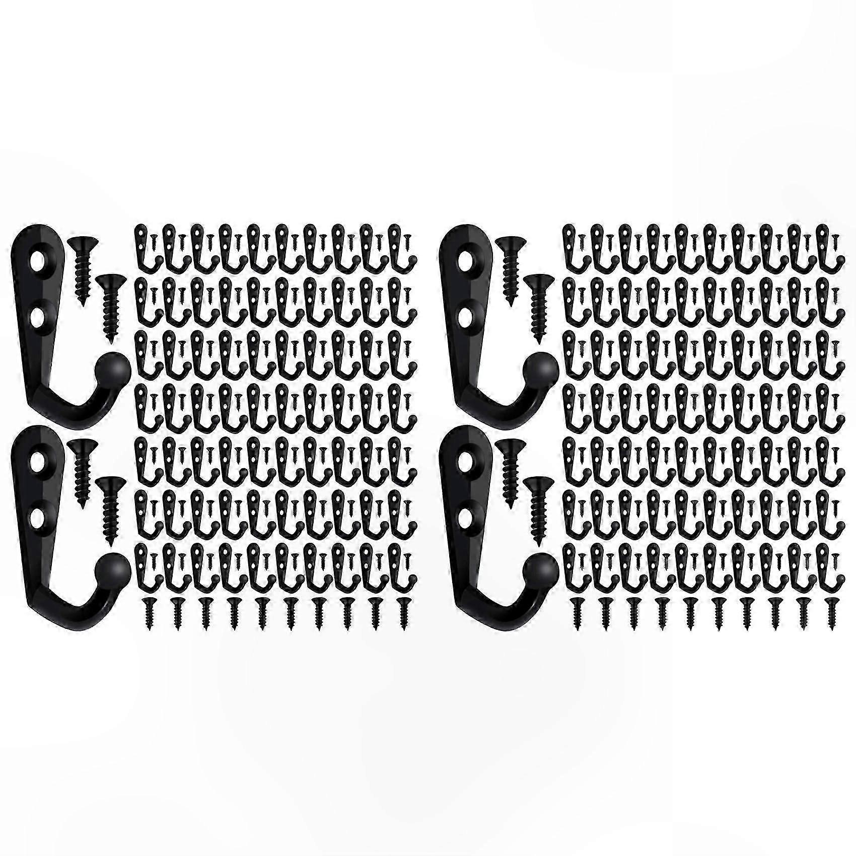 200 Double-Hole Robe Hooks with 420 Screws for Wall Mounting