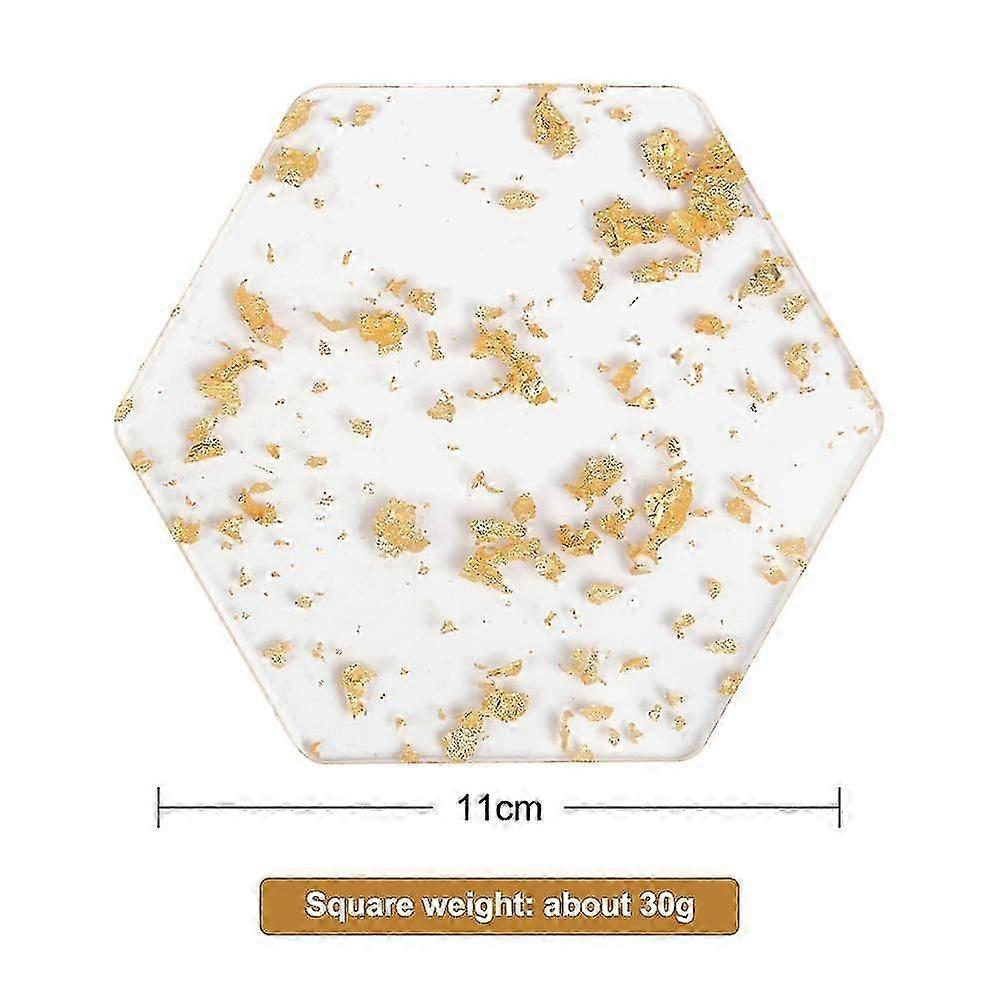 Gold Leaf Acrylic Coaster - Elegant Thermal Insulation Mat for Tea/Coffee Cups