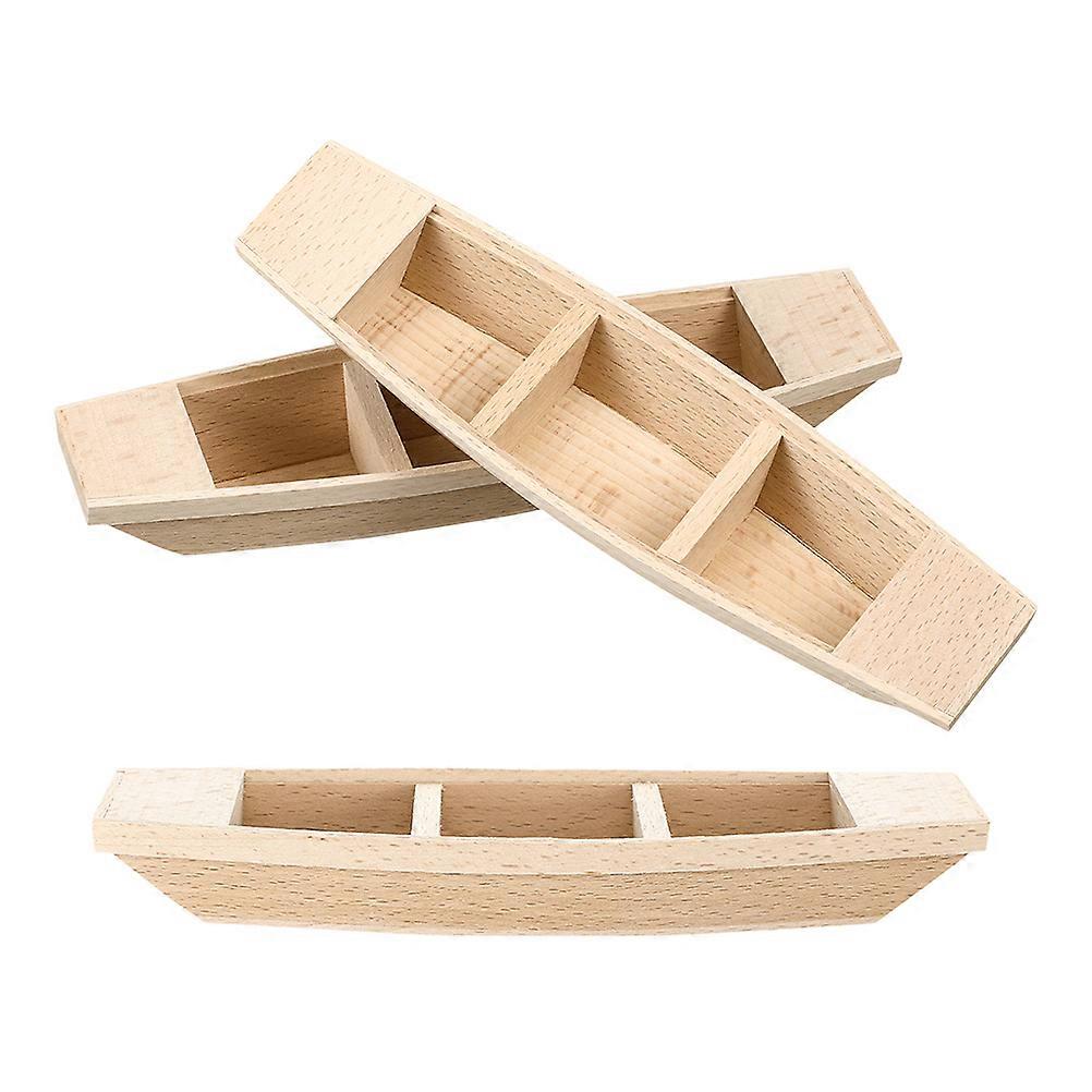 3pcs Unfinished Wooden Canoe Boat Models Realistic Fishing Simulation Ornaments for Cabinet Decoration Nautical Unpainted Collectible Decor