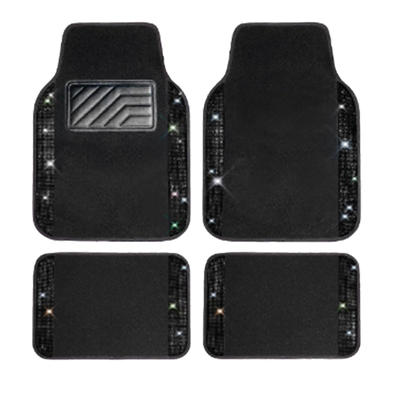 Shiny Car Mat Bling Crystal Sparkly Front And Rear Mats,Waterproof AntiSlip PVC Pad For SUV black rhinestone