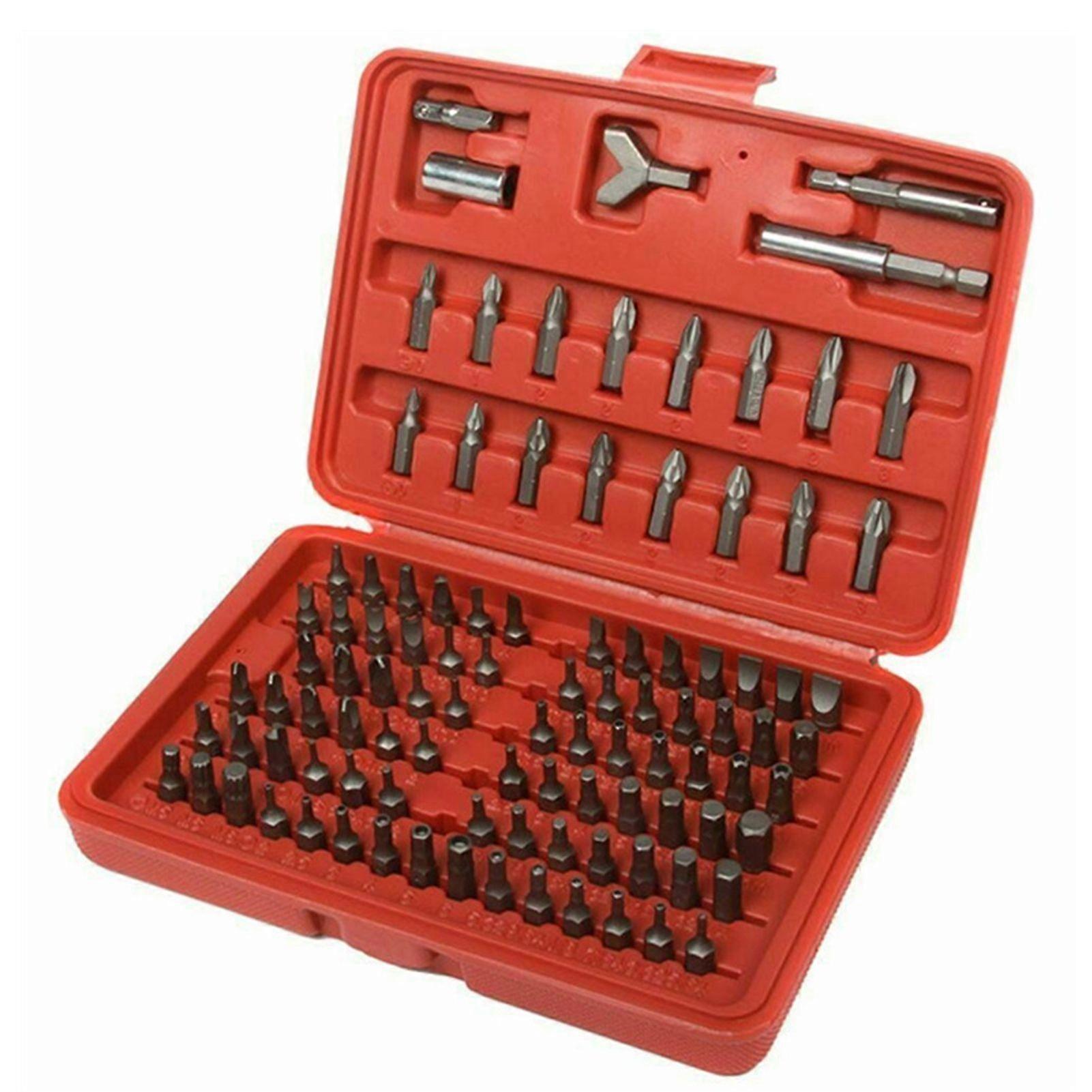 100Pcs Security Bits Set Slotted Cross Star Hex Socket Adapter Hook Driver with Storage Box