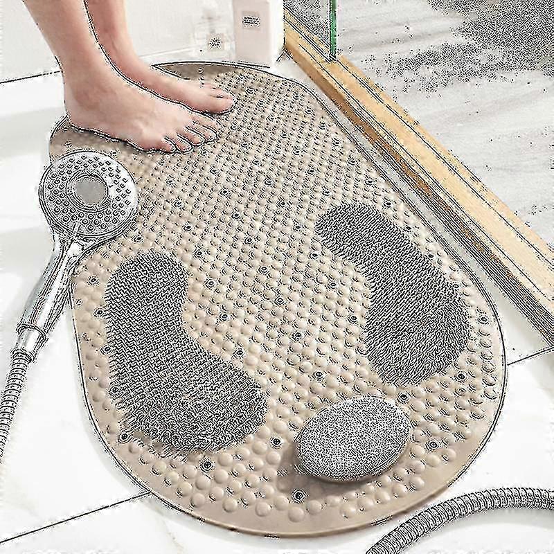 Shower Foot Scrubber Mat With Natural Pumice Stone, Anti Slip Batht...