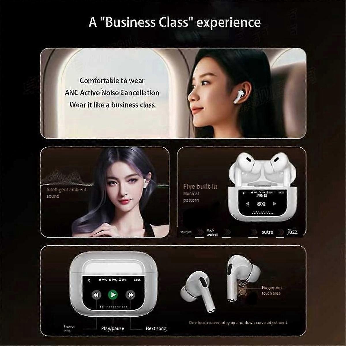 New A8Pro Bluetooth 5.4 Wireless Earphones LCD Color Screen B