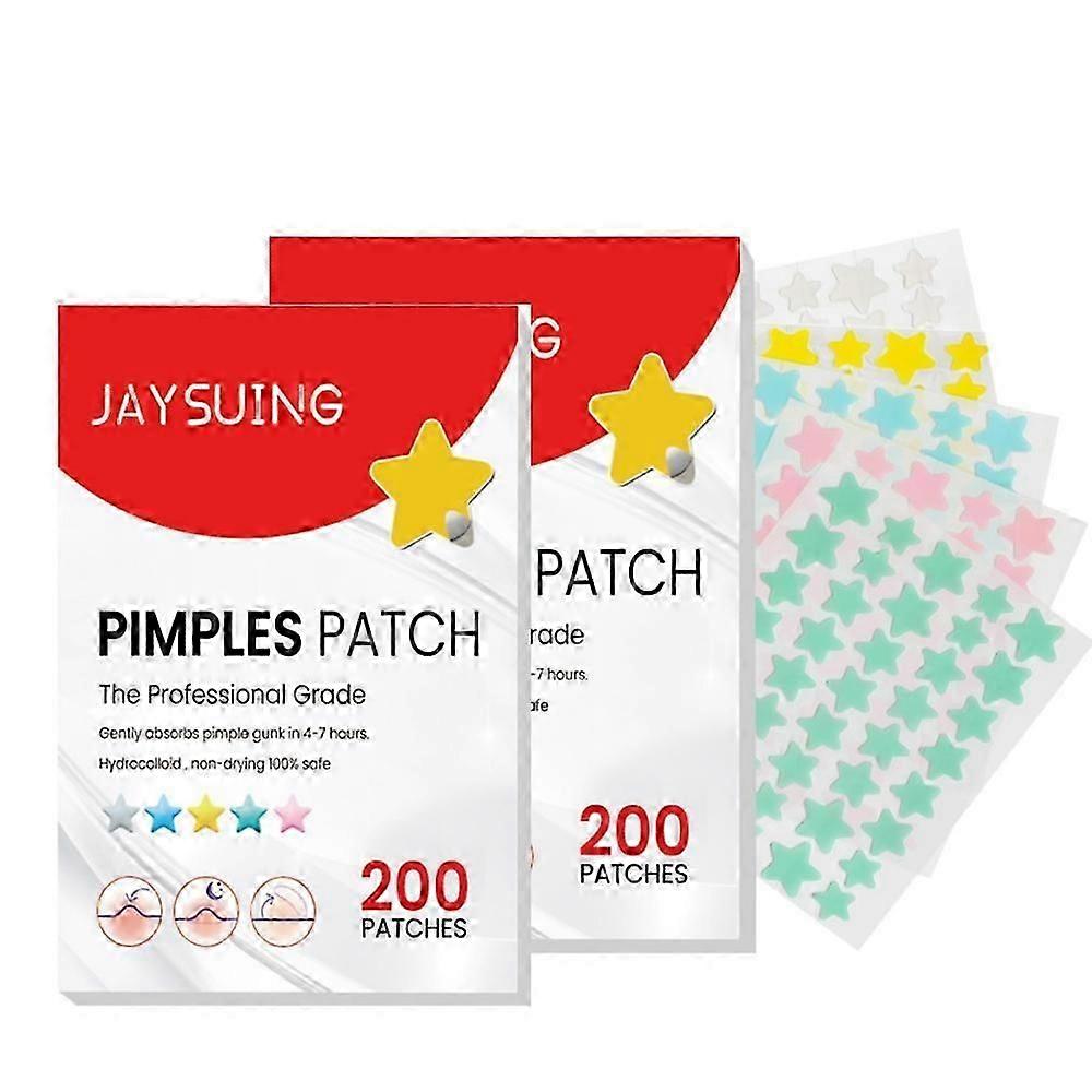 400PCS Pimple Patches for Face Hydrocolloid Acne Patches Versitile Cute Star Zit Covers Spot Stickers Mild and non-irritating Patches 5 Color 3 Sizes