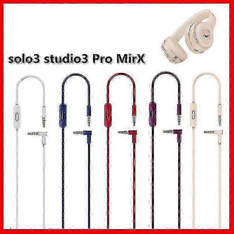 Replacement cable for Beats Studio2/Studio3 - 3.5mm headphone audio wire--blue