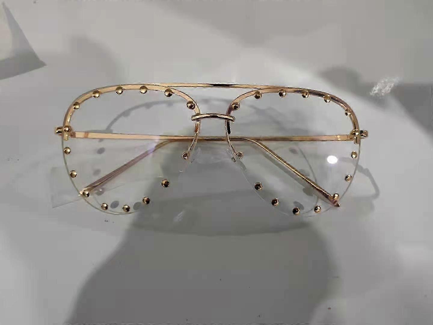Kvinnor Rimless Oversized Dubbade Solglasögon Gradient Lens Nitet Mode