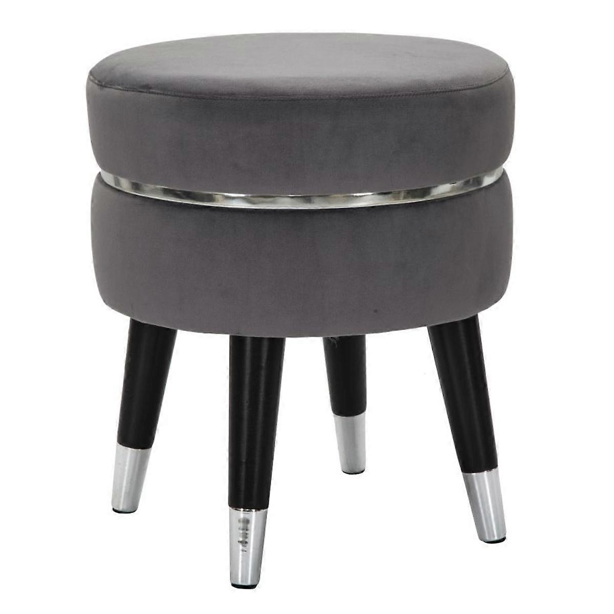 Tabouret bas MF457, Gris, Bois, 35x35x40,5 cm