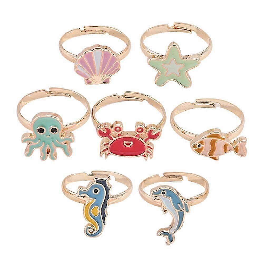 Χαριτωμένο μοντέρνο σχέδιο μορφής κινουμένων σχεδίων δαχτυλιδιών κραμάτων για το ιδανικό δώρο και διακόσμηση παιδιών 7Pcs