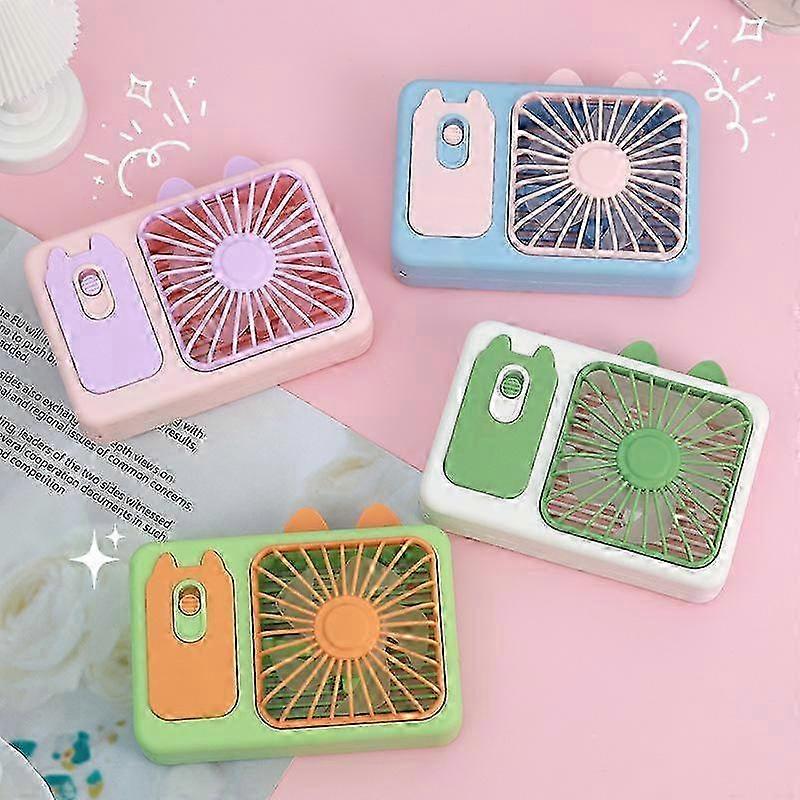 Cute Cartoon Kitten Camera Handheld Large Wind Rechargeable Fan With Stand Desktop Fan 2025