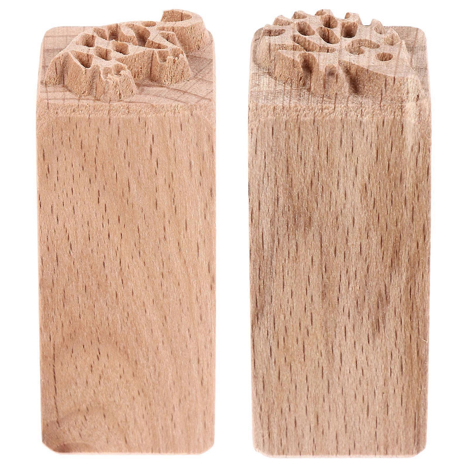 DIY Seal Unique Wooden Stamp for Kids Playing 2Pcs Practical Chic Pattern