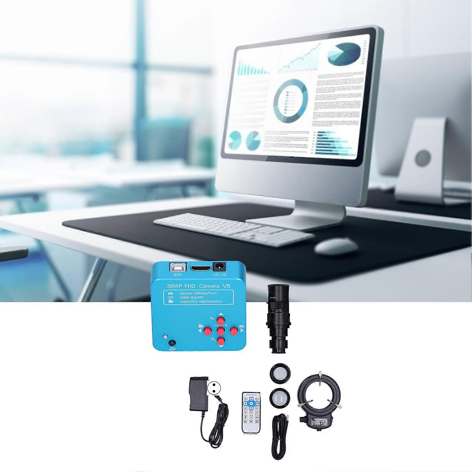 1080P 38MP Industrial Microscope Camera CMount Lens 144LED Light