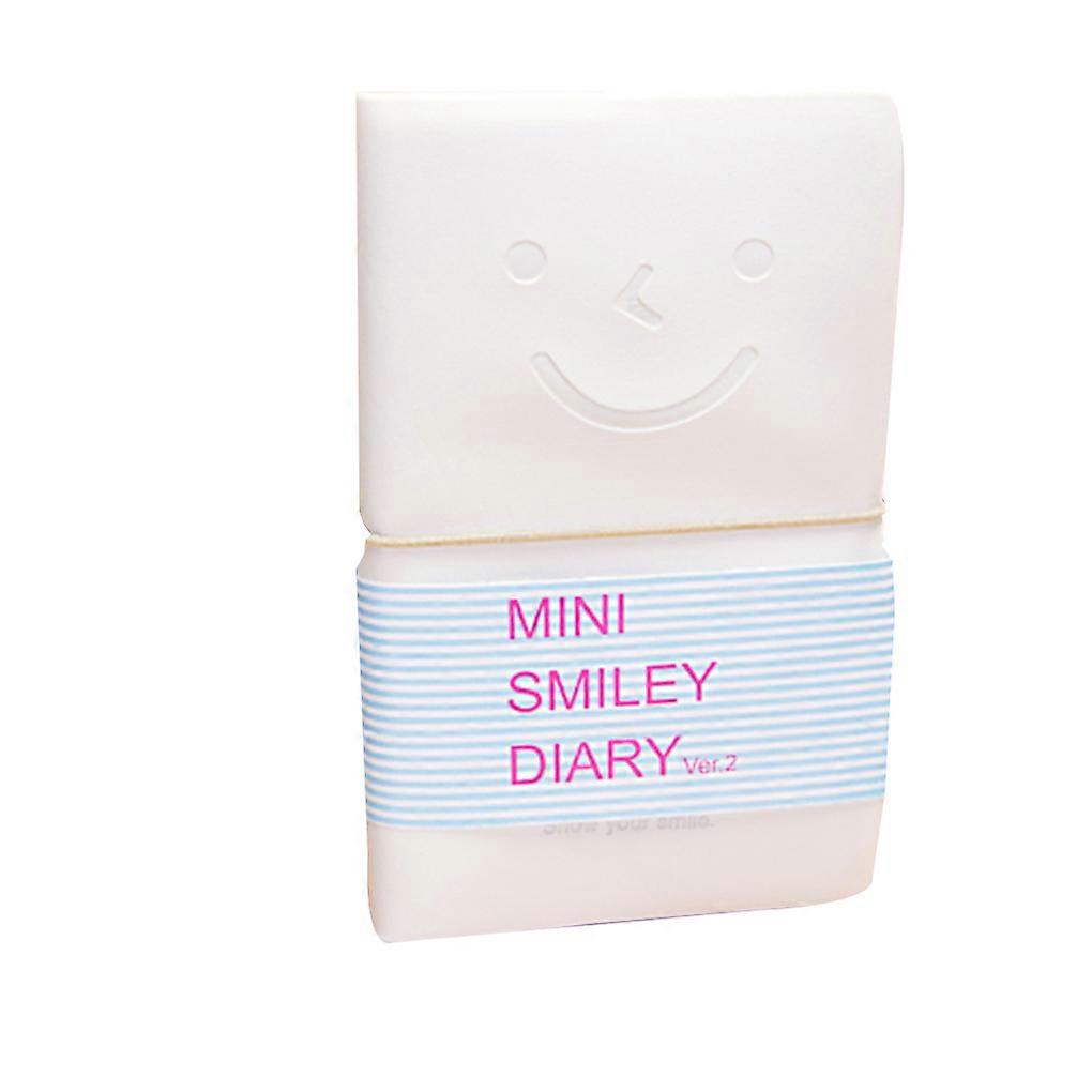 Adorable Smiling Face Leather Cover Elastic Ropes Colorful Inside Page Diary Notebooks Color Random