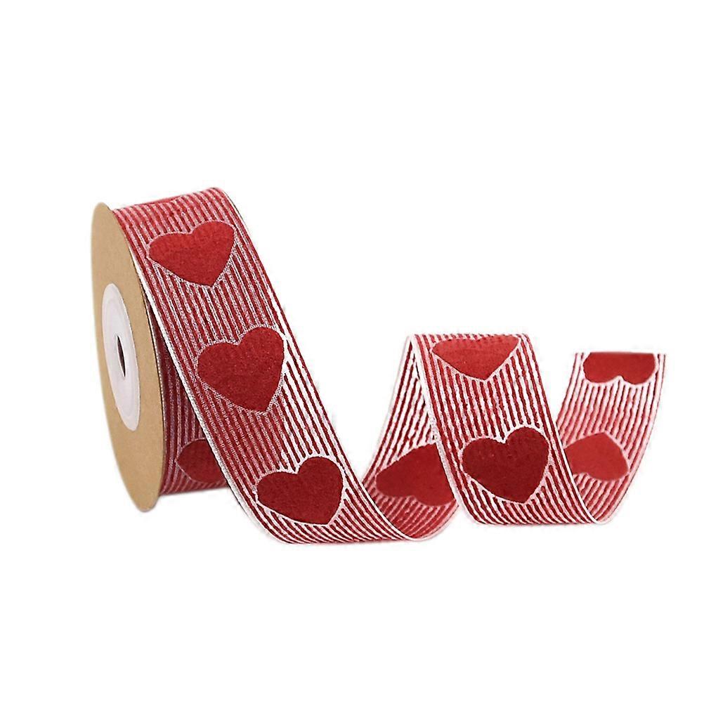 Heart Printed Ribbon Polyester for Gift Wrapping 2 Rolls Red Decoration