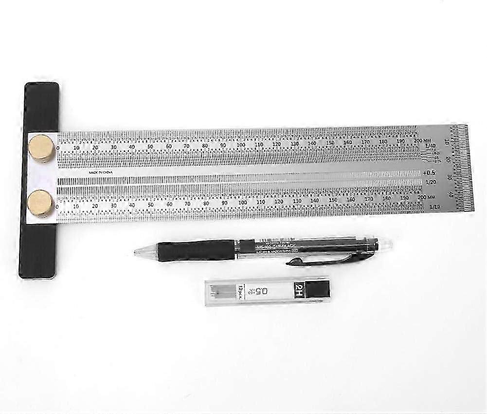 T-Type Scribing Ruler, 400mm Silver, Scribing Tools Stainless Steel Hole Ruler, Precision Marking Tools for Locating and Marking Carpentry Mortises GR