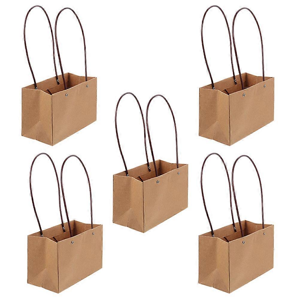 Kraft Paper Flower Gift Bag for Storage 5Pcs Floral Wrapping Tote Carrier Bag