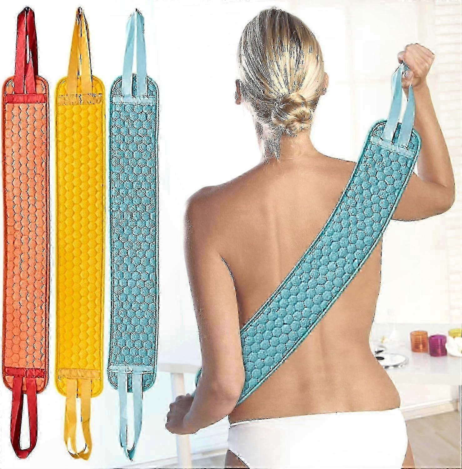 Long Handle Back Scrub Kit with 3 Pieces for Exfoliation and Massage, 75cm Extendable Tool Set for Easy Reach and Comfort