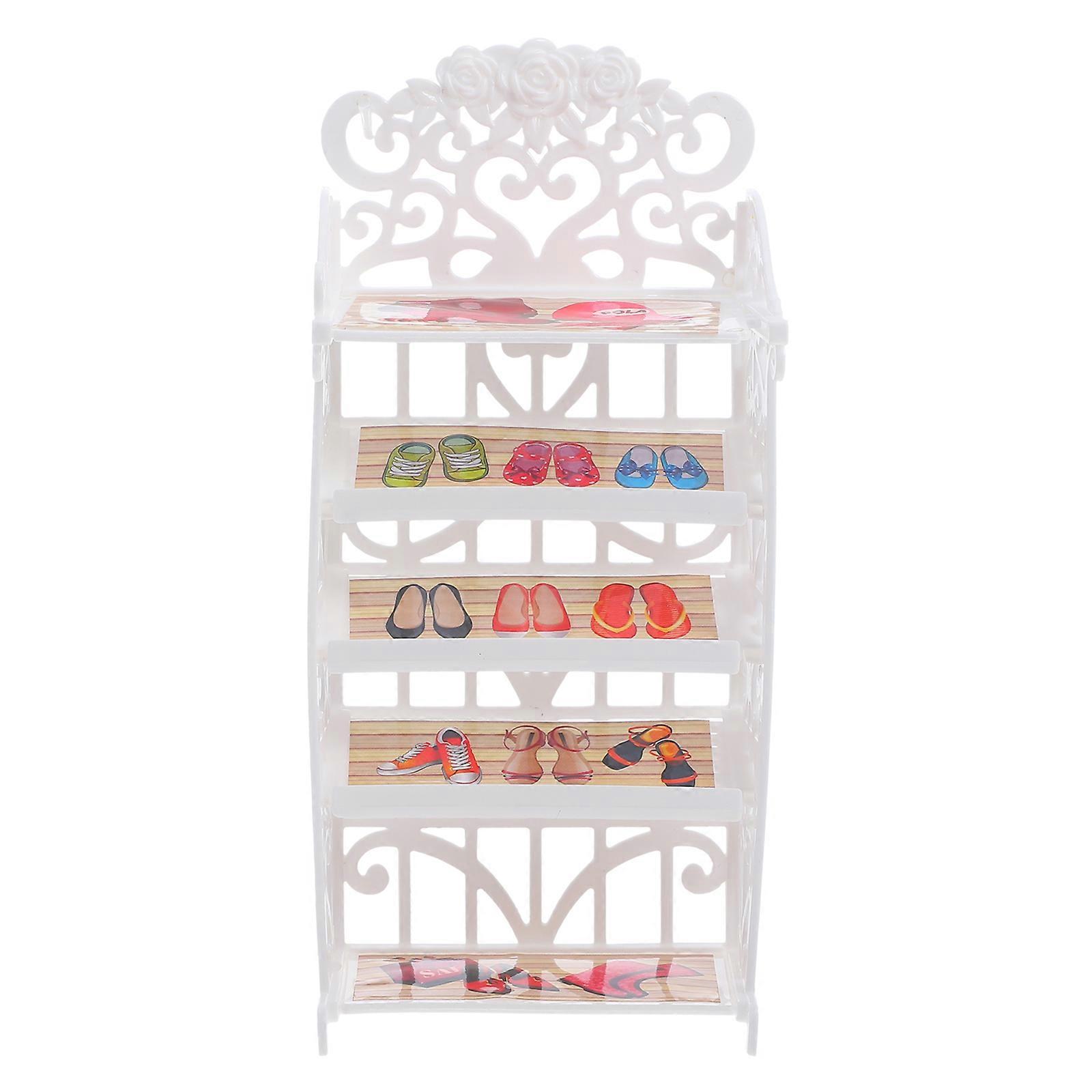 Doll Shoes Rack Multi-Layer Shoes Shelf for Display 1 Unit White Plastic