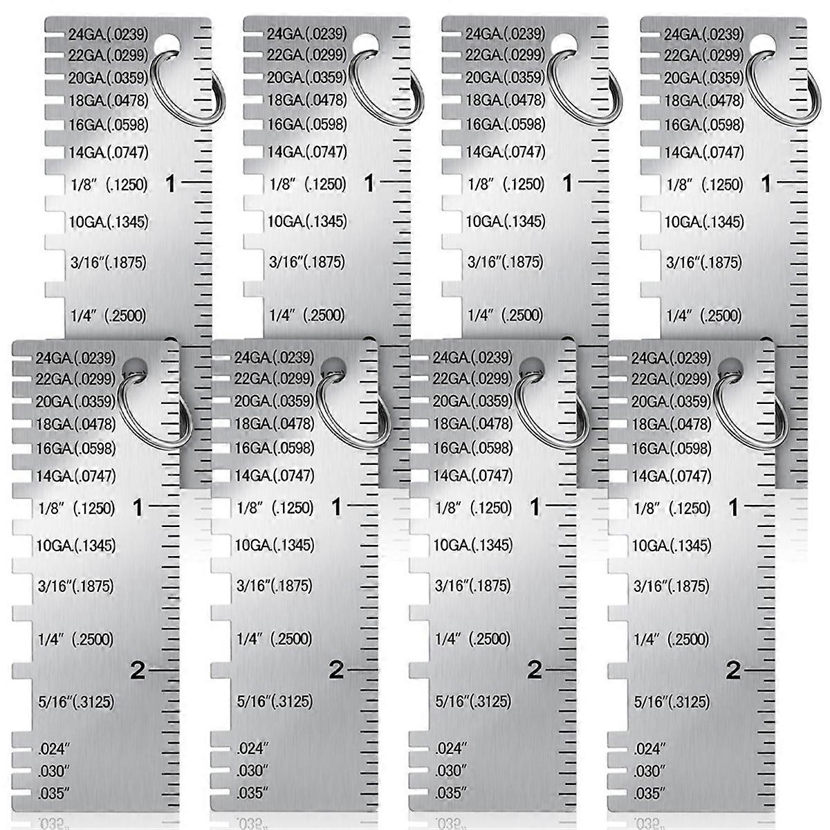 Metal Sheet Thickness Gauge, 8 Pack Wire Gauge Size Inspection Tool