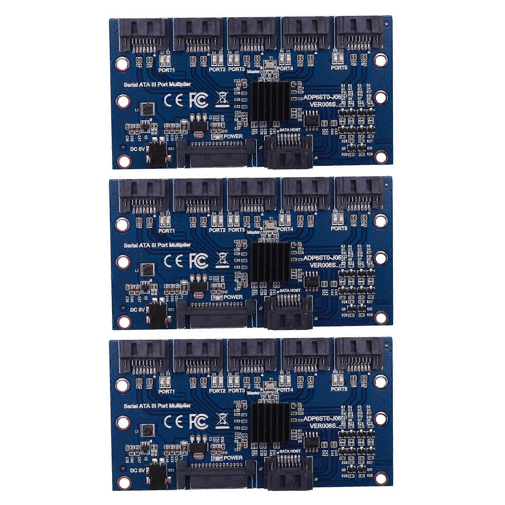 3X Controller Card Motherboard Sata Expansion Card 1 to 5 Port Sata3.0 6Gbps Multiplier Sata Port Ri