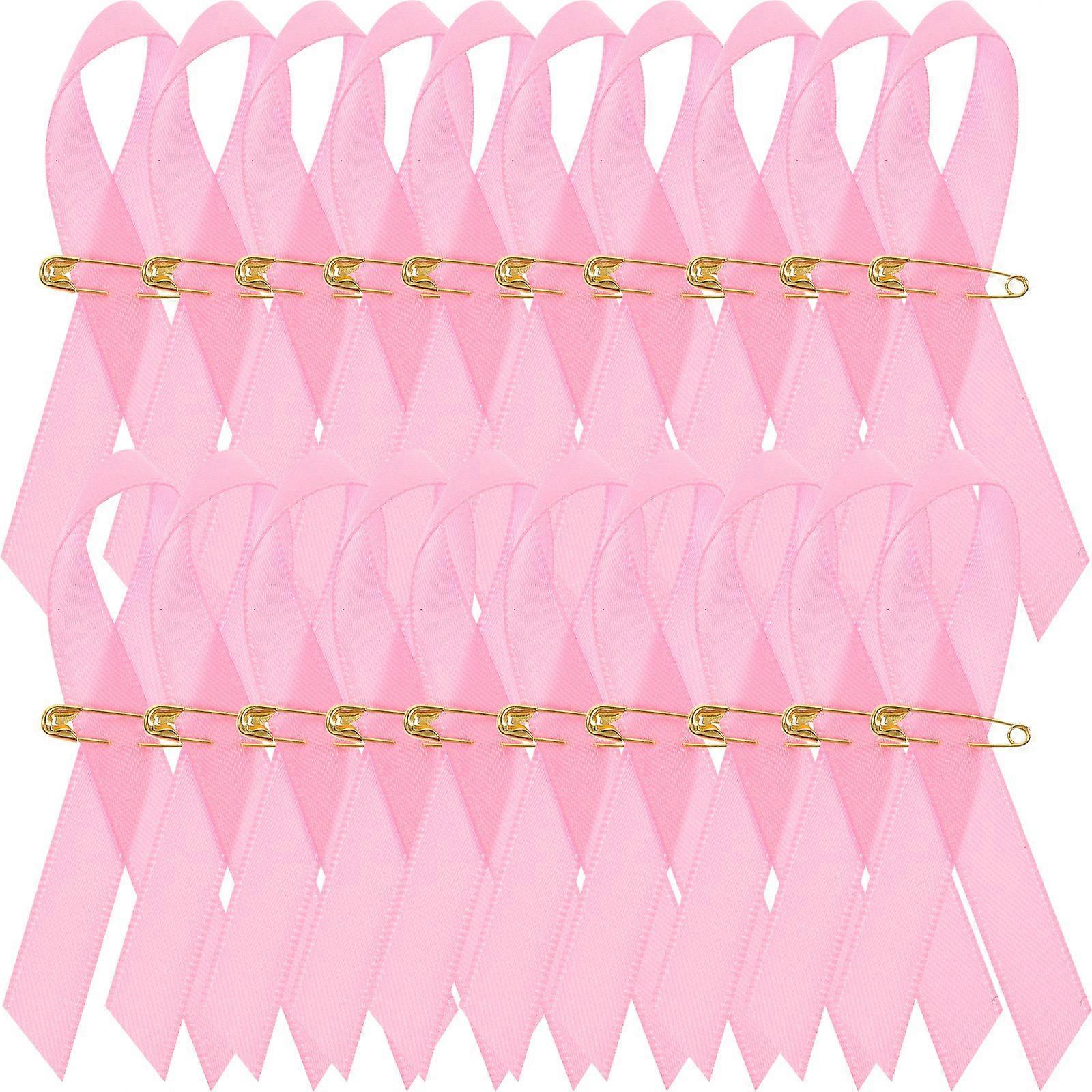 200Pcs Fundraising Ribbons with Pin Breast Cancer Ribbons Breast Cancer Awareness Accessories