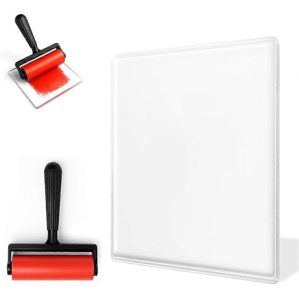Gel Printing Pad with Brush-Reusable Gel Plate for Monoprinting, Stamping & Texture Art,for Beginner