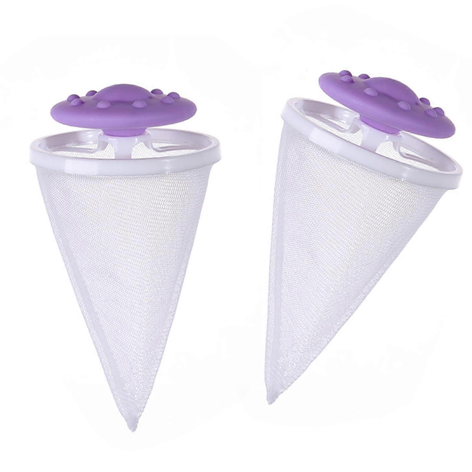 Pet Hair Catcher 2Pack Reusable For Washing Machine Lint Removal Mesh Bag Laundry Filter Net Purple