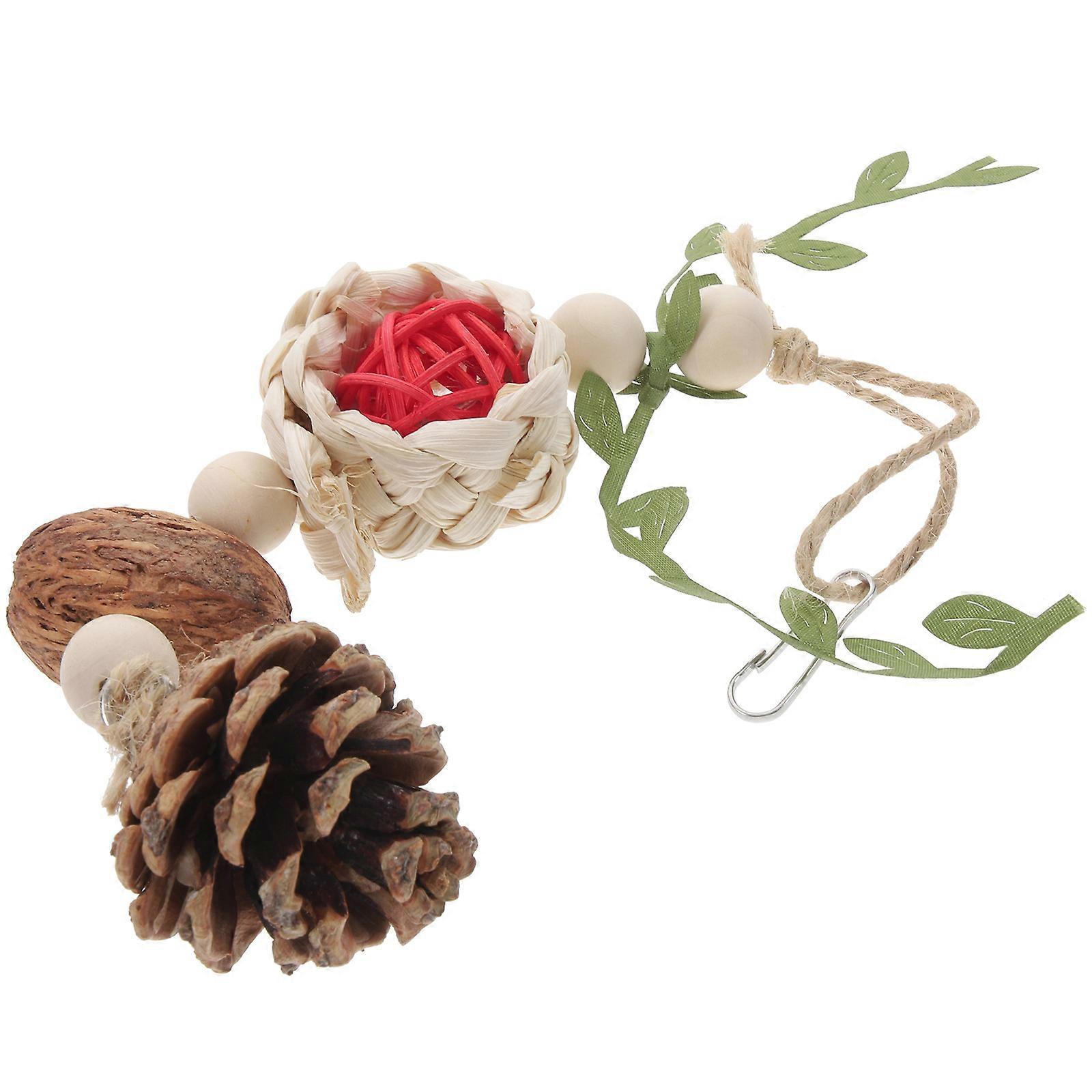 Bird Foraging Toy Pine Cone Hanging Chewing Toy Playtime 1 Set
