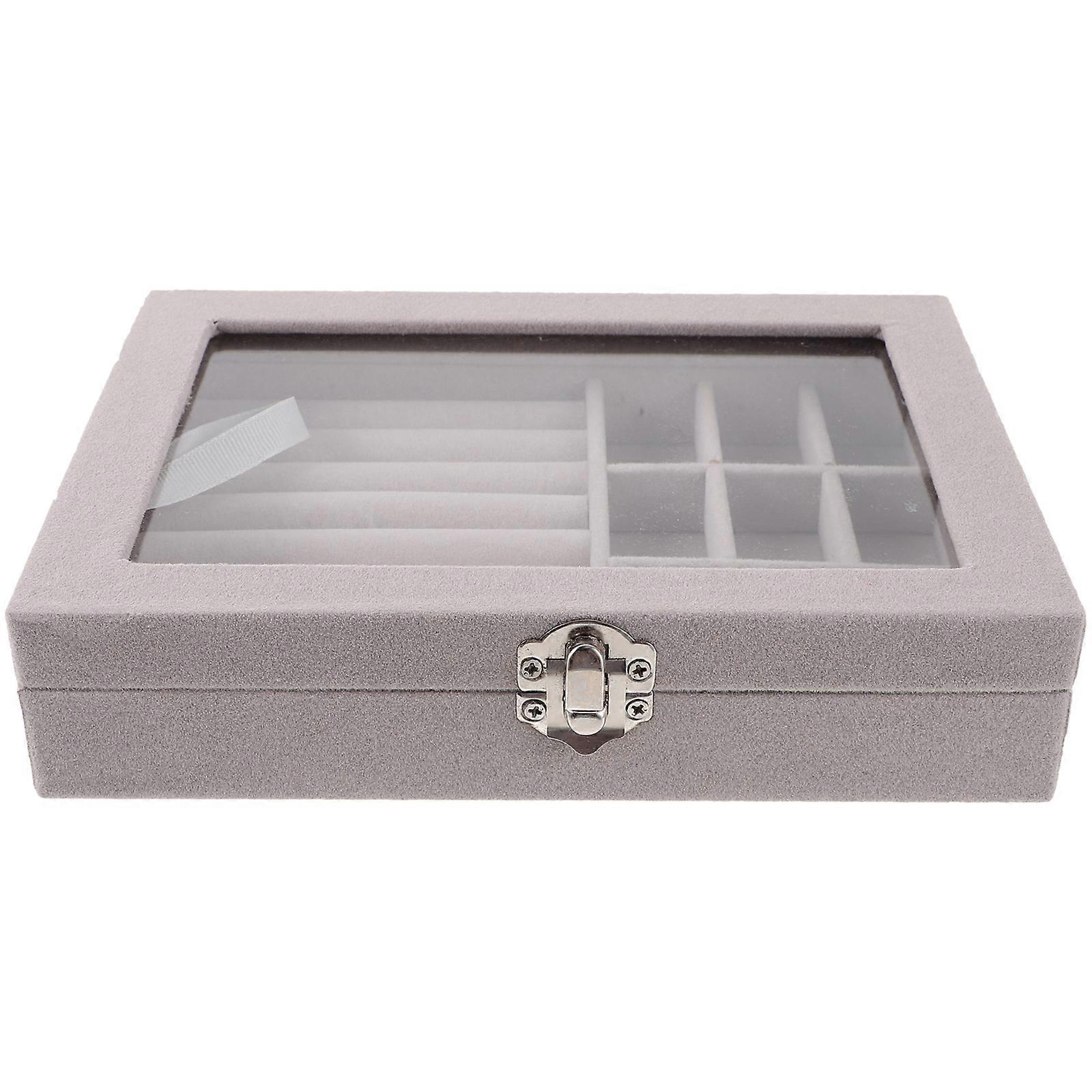 Rectangular Jewelry Display Box 5Pcs Sleek Design Organizer For Necklaces And Earrings In Grey With Convenient Storage Function
