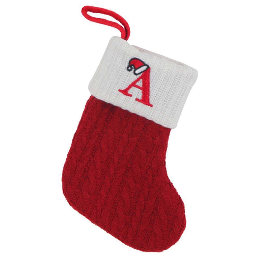 Christmas Stocking Hanging Ornament for Decoration 4Pcs Red Red Knitted Fabric