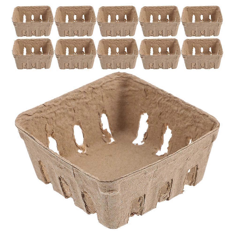 Fruit Basket Brown Paper Pulp for Berry Storage 60Pcs Storage Tray