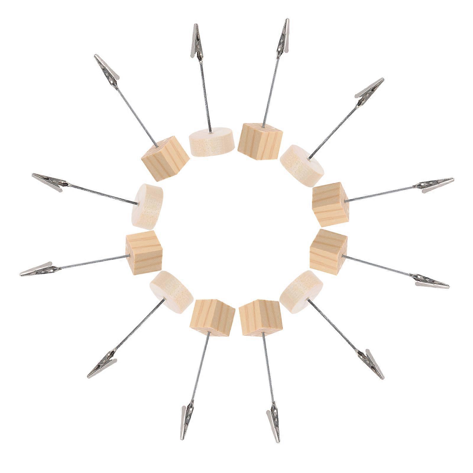 Wood Table Card Holders with Clips for Party Decoration 60Pcs Set
