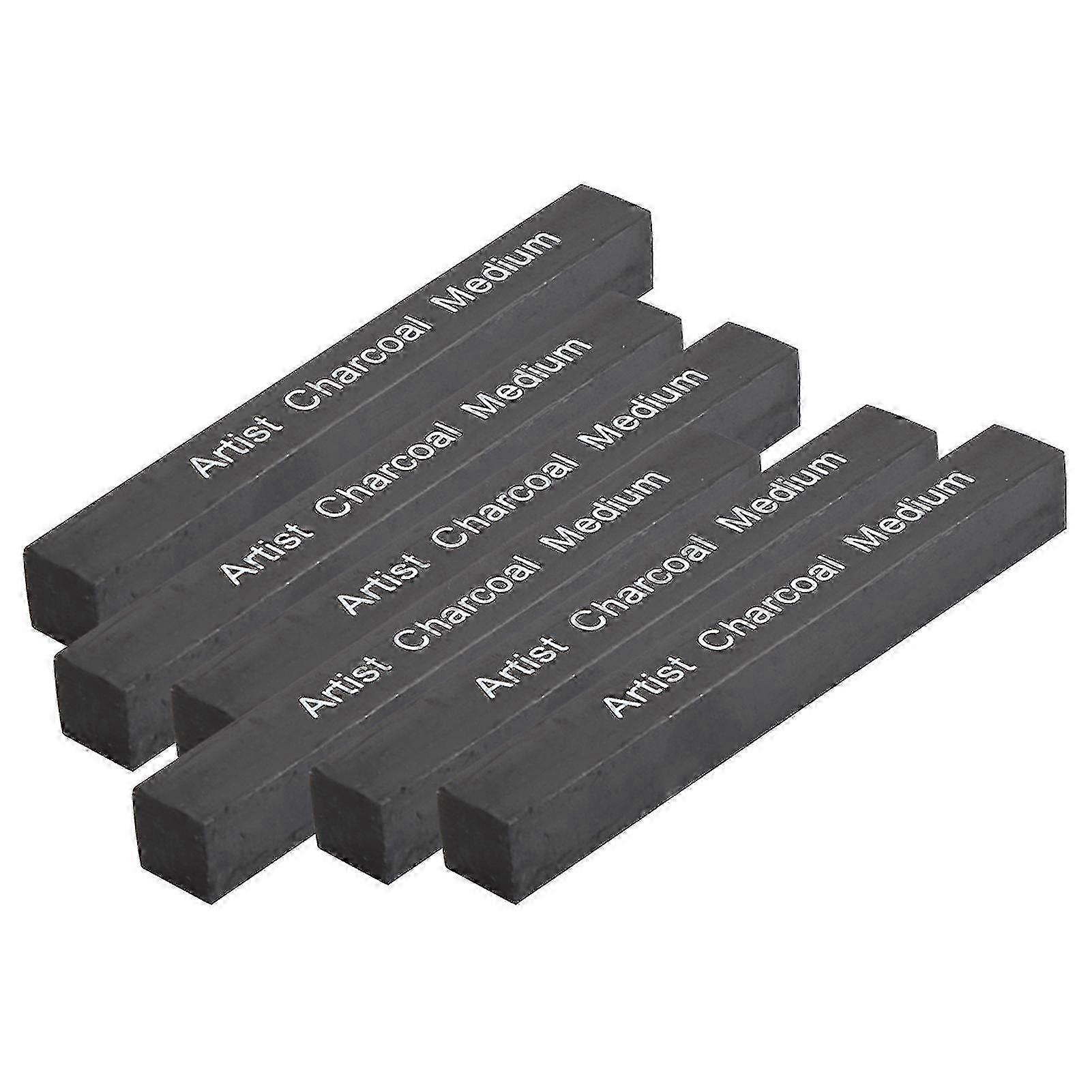 6Pcs Compressed Charcoal Sticks Black Square Soft/Medium/Hard Graphite Drawing Pencil Art Supplies