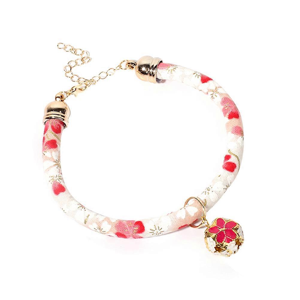 Cat Bell Necklace Adjustable Collar 2Pcs with Flower Pattern for Pet