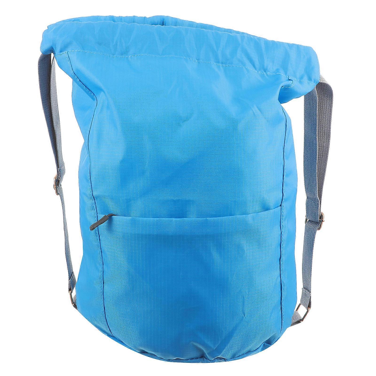 Oxford Cloth Double Shoulder Drawstring Backpack for Storage Blue