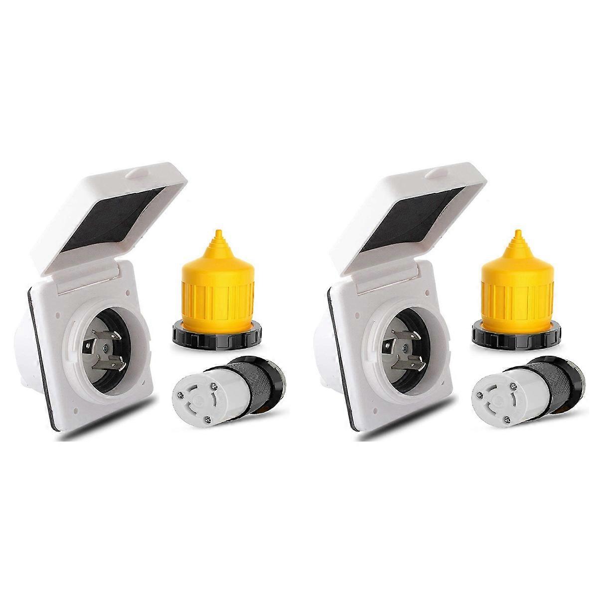 30AMP RV Power Inlet Outlet Shore Power Kit w/Boot Cord Protector